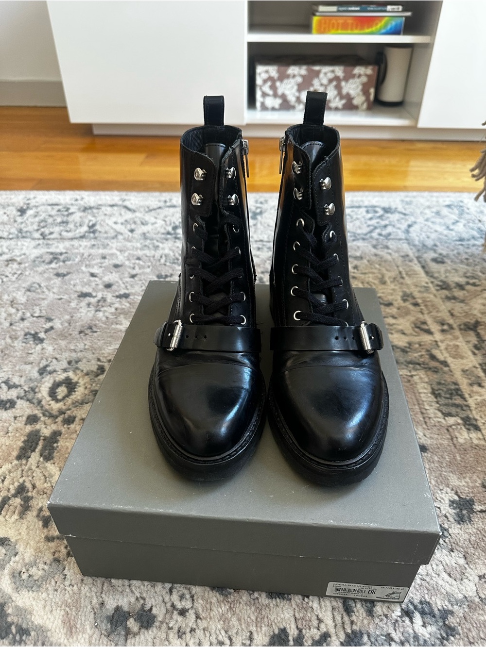 AllSaints  Donita Black Lace-Up Combat Boots